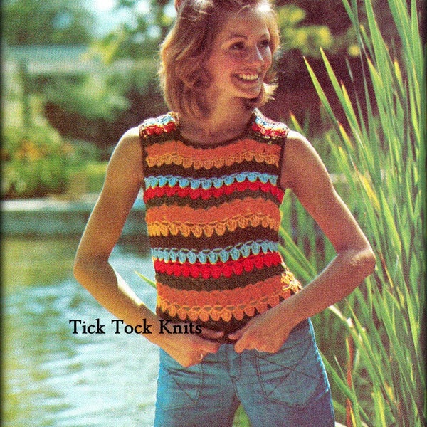 No.439 PDF Crochet Pattern Vintage 1970's - Women's Crochet Tank Top - Summer Sleeveless Top - Retro Crochet Pattern - Instant Download