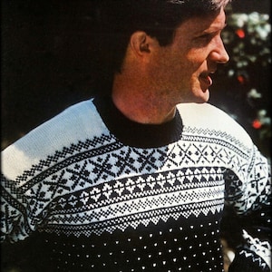 No.1298 Men's Norwegian Fair Isle Sweater Knitting Pattern PDF - 1960's Vintage Retro Classic Stranded Colorwork Pullover - Teenage Boys