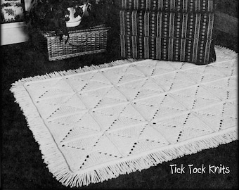 No.934 Reversible Rug Crochet Pattern PDF Vintage 1970's - Retro Kitchen Bedroom Living Room Bathroom Floor Throw Digital Download