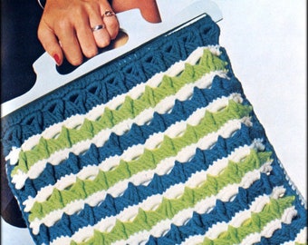 No.1272 Broomstick Lace Purse Crochet Pattern PDF - Women's Crochet Bag, Beach Bag, Reusable Shopping Bag, Library Book Tote 1970's Vintage