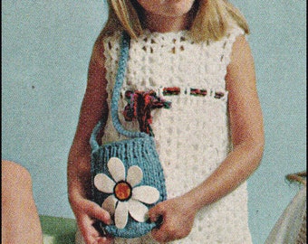 No.135 Crochet Pattern PDF Vintage Girl's Empire Waist Shell Stitch Lace Dress - Sizes 2, 4, 6 Years Old - 1970's Retro Crochet Pattern