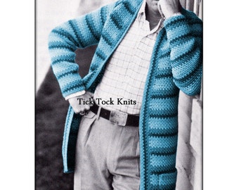 No.553 PDF Crochet Pattern For Men - Long Casual Coat - Cardigan Sweater Coat - 1970's Vintage Retro Crochet Pattern - Instant Download