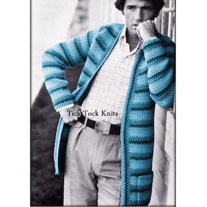 No.553 PDF Crochet Pattern For Men - Long Casual Coat - Cardigan Sweater Coat - 1970's Vintage Retro Crochet Pattern - Instant Download