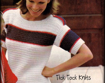 No.972 Epaulet Sweater Crochet Pattern PDF - Women's or Teenage Girl's Sweater Short Sleeve Pullover Top Blouse - Vintage 1970's Retro