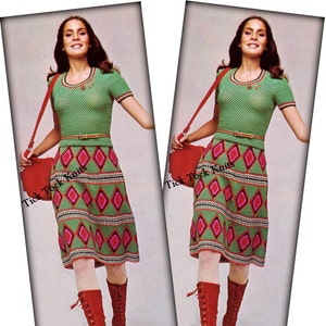 No.438 Crochet Pattern PDF Vintage Women&#39;s Crochet Skirt & Sweater Set - Boho Retro Crochet Pattern - Bohemian - Instant Download