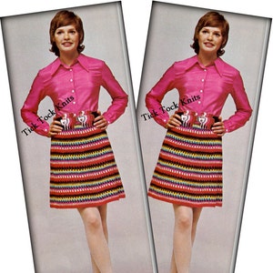 No.436 Crochet Pattern PDF Vintage Women&#39;s Rainbow Retro Crochet Skirt - 1970&#39;s Boho Crochet Pattern - Bohemian - Instant Download
