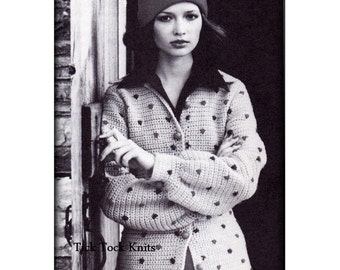 No.539 Crochet Coat Pattern PDF Vintage - Women's Polka Dot Coat - Cardigan Sweater - Retro Crochet Pattern 1970's