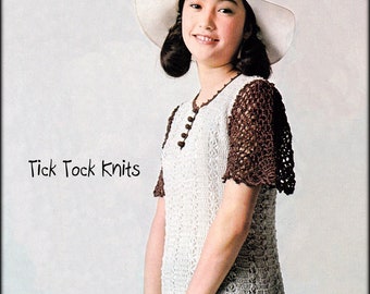 No.1093 Vintage Japanese Crochet Pattern PDF - Women's & Teenage Girl's Darling Details Dress - 1970's Retro Boho Crochet - Digital Download