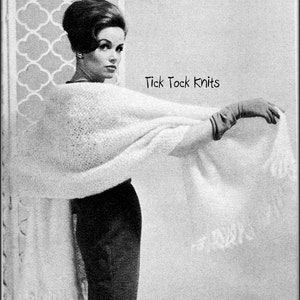 No.982 Mohair Stole Knitting Pattern PDF For Women - Vintage 1960's Shawl Scarf Wrap - Retro Knitting Pattern - Instant Download