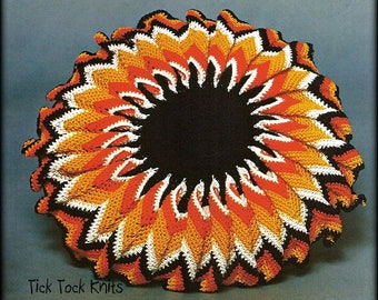 No.831 Vintage Crochet Pattern PDF - Sun-Burst Pillow - 1970's Retro Bedroom Living Room Sofa Throw Pillow Cushion