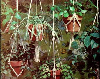 No.945 Plant Hangers Crochet Pattern PDF - Macrame-Like 1970's Vintage - Hanging Plant Holders Flower Pot Garden Patio Home Decoration