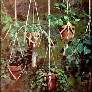 No.945 Plant Hangers Crochet Pattern PDF - Macrame-Like 1970's Vintage - Hanging Plant Holders Flower Pot Garden Patio Home Decoration