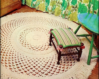 No.925 Irish Crochet Rug Crochet Pattern PDF Vintage 1970's - Retro Kitchen Bedroom Living Room Bathroom Floor Throw Digital Download