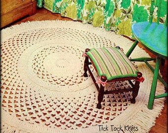 No.958 Footstool Cushion Crochet Pattern PDF - Vintage 1970's Retro Bedroom Living Room Stool Pillow - Toddler Child Children Women