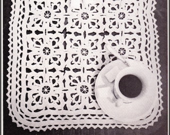 No.1167 Trefoil Motif Mat Table Centerpiece Crochet Pattern PDF - 1970's Vintage Table Runner - Lace Thread Crochet - Coffee Tea Setting