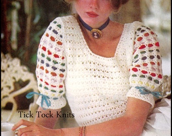 Nr.30 Häkelanleitung PDF Vintage Für Frauen Regenbogen Romanze Bluse - Retro Häkelanleitung - Instant Download