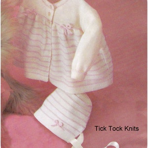 No.230 Baby Knitting Pattern PDF Vintage Baby Girl&#39;s Cardigan Sweater & Bonnet - Retro Baby Knitting Pattern Instant Download