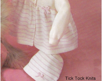 No.230 Baby Knitting Pattern PDF Vintage Baby Girl's Cardigan Sweater & Bonnet - Retro Baby Knitting Pattern Instant Download