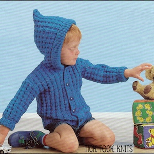 No.74 Knitting Pattern PDF Vintage Baby&#39;s/Child&#39;s Hooded Jacket Boy Or Girl - 6, 12, 18 months, 2, 3 years 1970&#39;s Retro Pattern