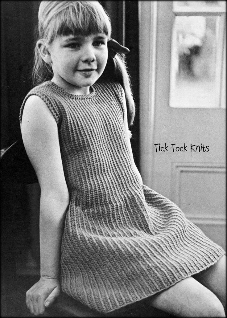 Sweet Simple Dress For Girls Knitting Pattern PDF Vintage  1960's Children, Kids, Teenage Sleeveless Summer Dress 14 Years - Main Image