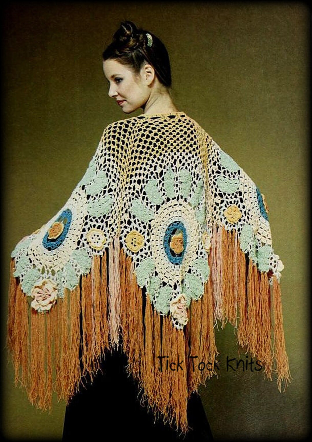 No.746 Crochet Shawl Pattern PDF Vintage - Women's Medallion Shawl With ...