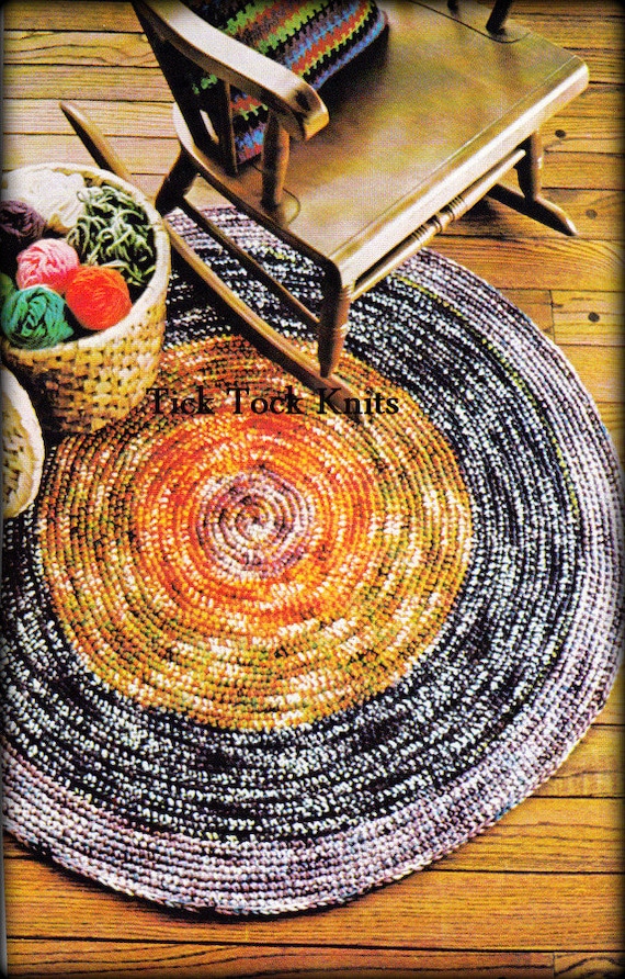 No.515 Rug Crochet Pattern PDF Vintage - Round-And-Round Rug - 1970's Retro Crochet Pattern - Kitchen Bedroom Living Room