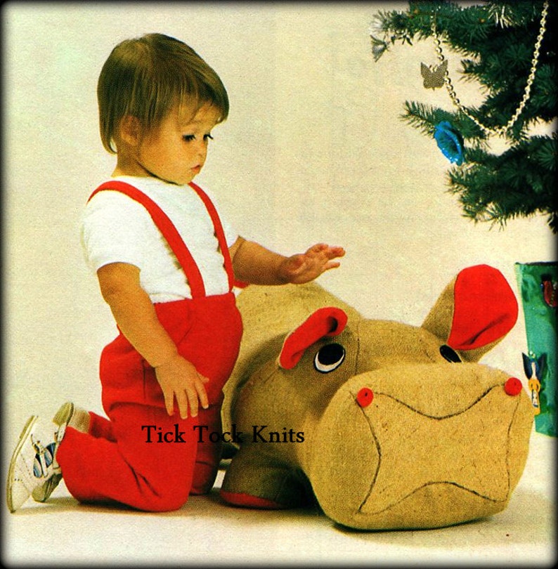 No.427 Sewing Pattern PDF Vintage Burlap Hippopotamus Toy Hippo Toy Softie Floor Pillow 1970's Retro Sewing Pattern Instant Download image 1