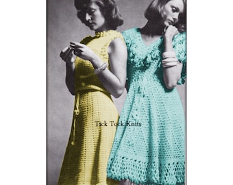 No.512 Women's Dress Crochet Patterns PDF - Two Flounce-Skirt Dresses - 1970's Vintage Retro Crochet Pattern - Teens