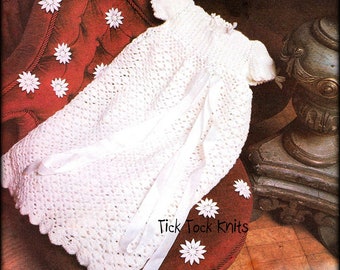 No.868 Baby Crochet Pattern Christening Robe - PDF Vintage - Girl's White Lace Gown Dress Size 12 to 24 months