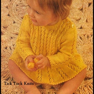 No.298 Baby Dress Knitting Pattern PDF Vintage Angel Lace Top & Knickers - 12 to 18 months; 24 months; 2 to 3 years - Baby Knitting 1970&#39;s