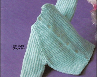 No.60 Knitting Pattern PDF Vintage For Baby's/Child's Fisherman Rib Cardigan Sweater - Boy or Girl - Size 6 Months, 1, 2, 3 Years - 1970's