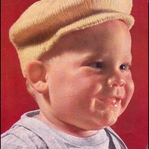 No.44 Hat Knitting Pattern PDF Vintage Baby's Newsboy Cap For Boy or Girl - Size 6 to 18 months - 1950's Retro Knitting Pattern