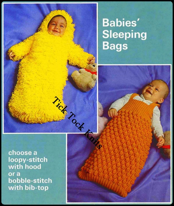 No.172 Patron de tricot PDF vintage - 2 sacs de couchage différents pour  bébé garçon ou fille - Sacs à câlins - Sac de couchage - Taille 12, 18, 24