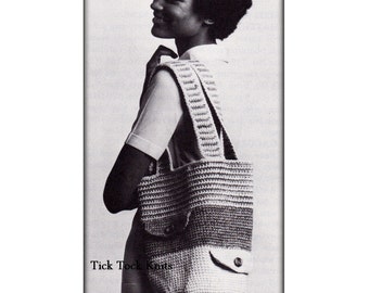 Sac à main n° 521 au crochet, modèle PDF - sac à bandoulière musette pour femme - sac de plage, sac à provisions réutilisable, fourre-tout de bibliothèque - vintage des années 1970