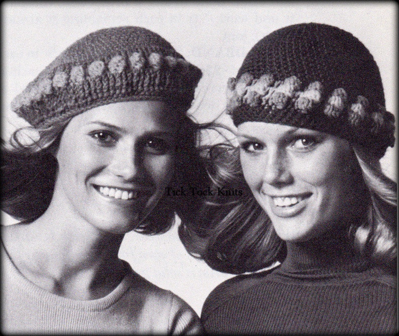 No.554 PDF Crochet Hat Patterns For Women Hazelnut Stitch Beret & Hat Vintage 1970's Retro Boho Crochet Pattern image 1