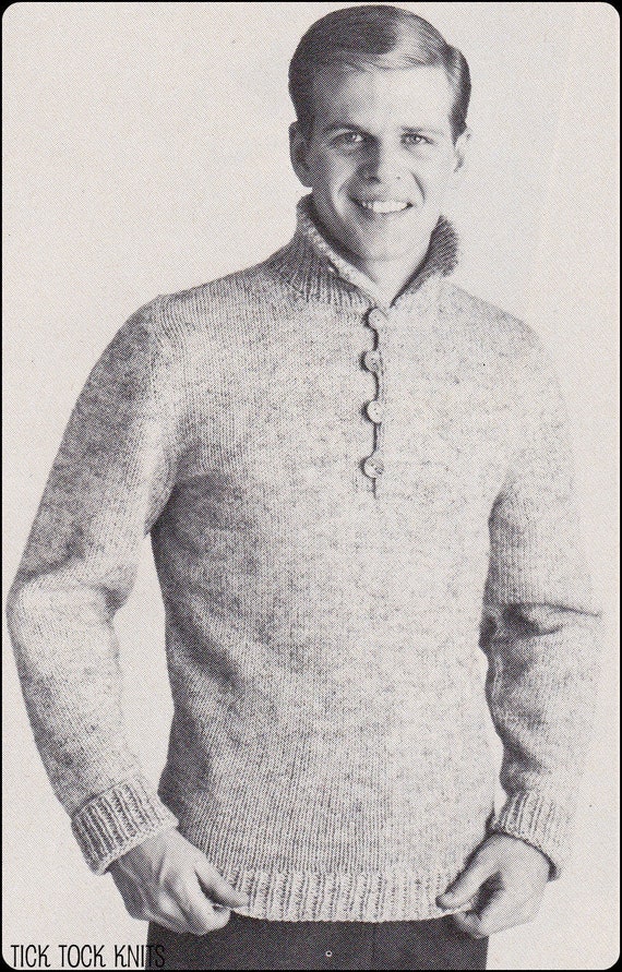 No.189 PDF Vintage Knitting Pattern Men's Rugged Pullover | Etsy