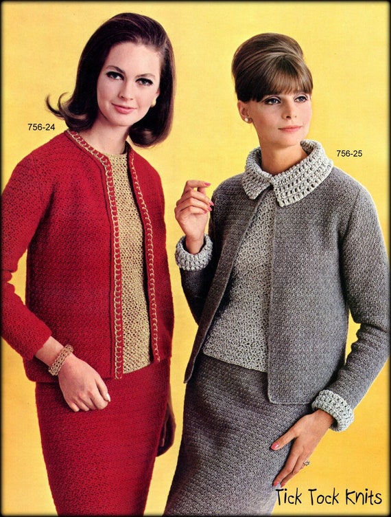 No.1193 Two 3-piece Crochet Suits for Women PDF - 1960's