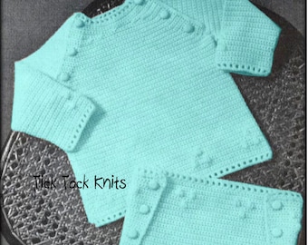 No.650 Baby Crochet Pattern PDF - Romper Suit For Boy or Girl - Sweater Soaker Diaper Cover Baby Shorts Vintage Pattern - Size 3 - 36 Months