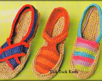 No.511 PDF Crochet Pattern - Crochet Espadrille Shoes For Women & Teenage Girls - Sandals Beach Shoes 1970's Vintage Retro Crochet Pattern