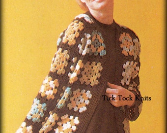 No.456 Vintage Crochet Pattern PDF Women's Granny Square Cardigan Sweater Jacket Coat - Boho Retro 1970's Crochet Pattern