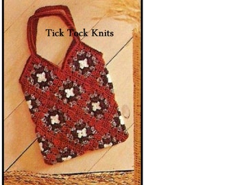 No.334 Crochet Bag Pattern Vintage PDF - Granny Square Tote Bag - Purse or Shopping Bag Pattern - 1970's Retro Crochet Pattern