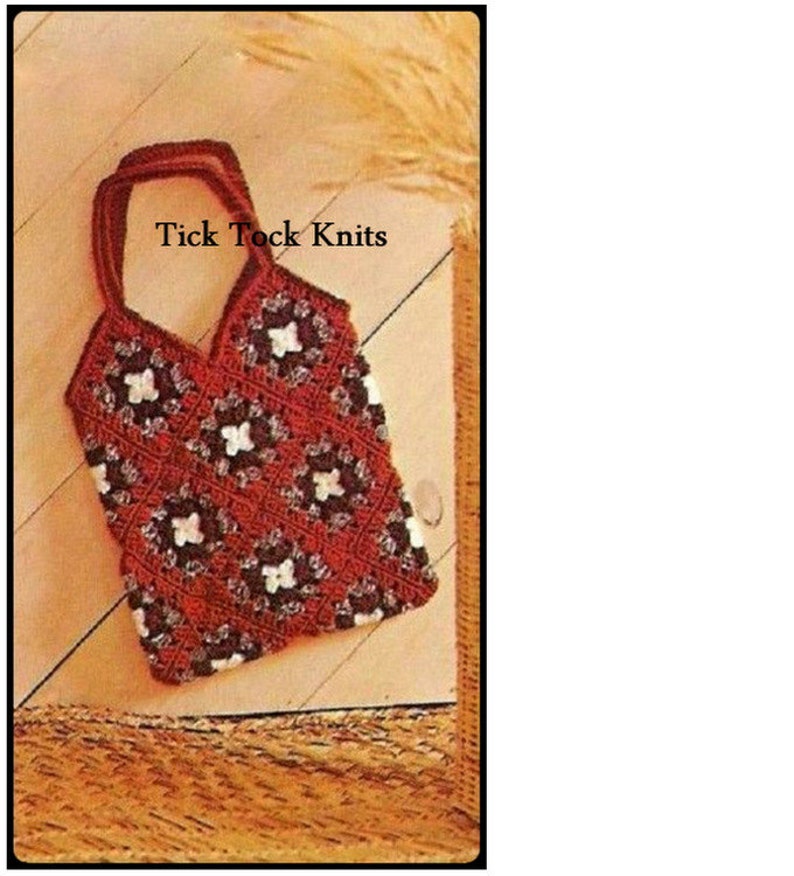 No.334 Crochet Bag Pattern Vintage PDF Granny Square Tote Bag Purse or Shopping Bag Pattern 1970's Retro Crochet Pattern image 1