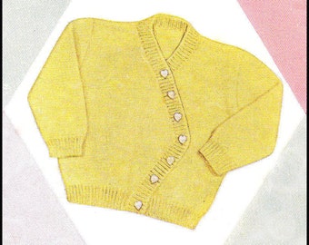 No.166 PDF Vintage Baby Knitting Pattern Scenic Route Surplice Cardigan - 6 Months, 1 year - Retro Baby Knitting Pattern - Inst Download