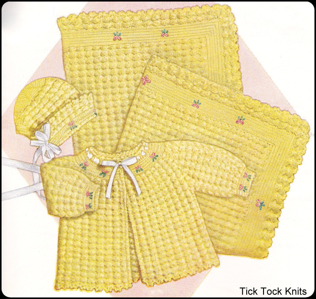 Vintage Crochet Pattern Baby Sweaters Bonnets & Bib 1950's Baby Patterns 