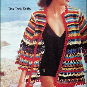 No.1253 Women's Colorful Beach Wrap Crochet Pattern PDF - Vintage 1970's Retro Wool - Teenage Girls - Bikini Cover Up Bathing Suit