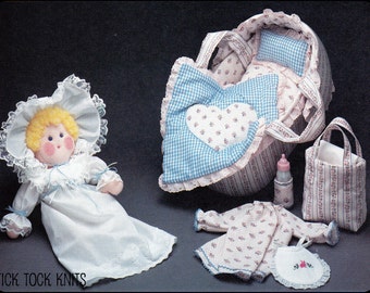 No.50 PDF Vintage Sewing Pattern 15" Baby Doll, Bed, & Layette - Dress, Bonnet, Nightgown, Bib, Diapers, Blanket, Pillow - Instant Download