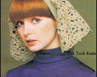 No.415 Crochet Headscarf PDF Vintage Crochet Pattern For Women - 1970's Retro Boho Crochet Pattern - Crochet Motif Head Kerchief Bandanna