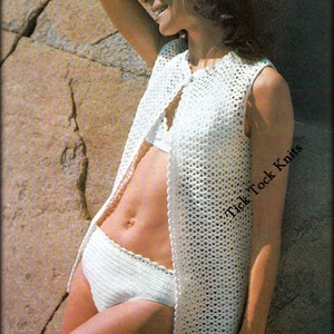 No.452 Women's Crochet Pattern Bikini & Lacey Cover-Up / Vest - Bathing Suit - 1970's Crochet Pattern PDF Vintage - Retro Crochet Pattern