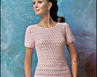 No.227 PDF Vintage Crochet Pattern Women's Lacey Tea Dress - Instant Download - 1960's Retro Crochet Pattern - Bust Sizes 35", 37.5", 41"