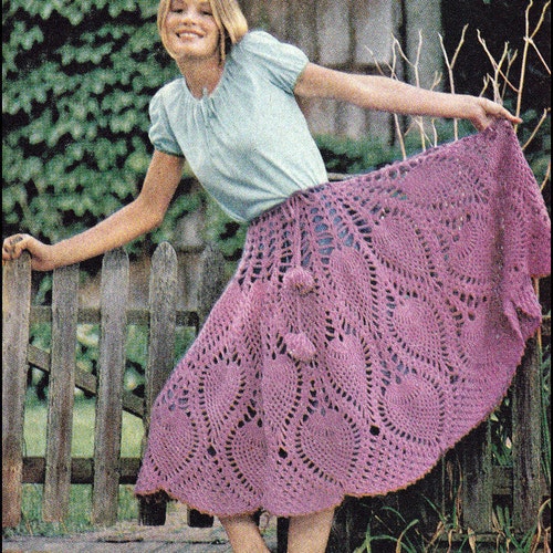 No.116 PDF Vintage Crochet Pattern Women's Pineapple Crochet Skirt